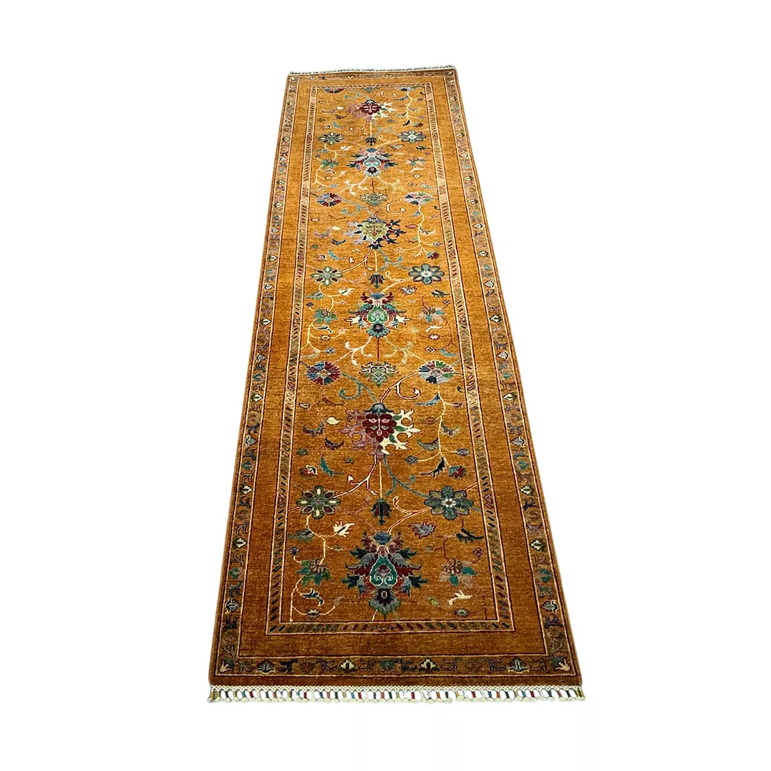 Afghan Teppich, Feine Wolle auf Wolle mit Floralem Muster, Läufer mit 80cm x 296 cm massen.