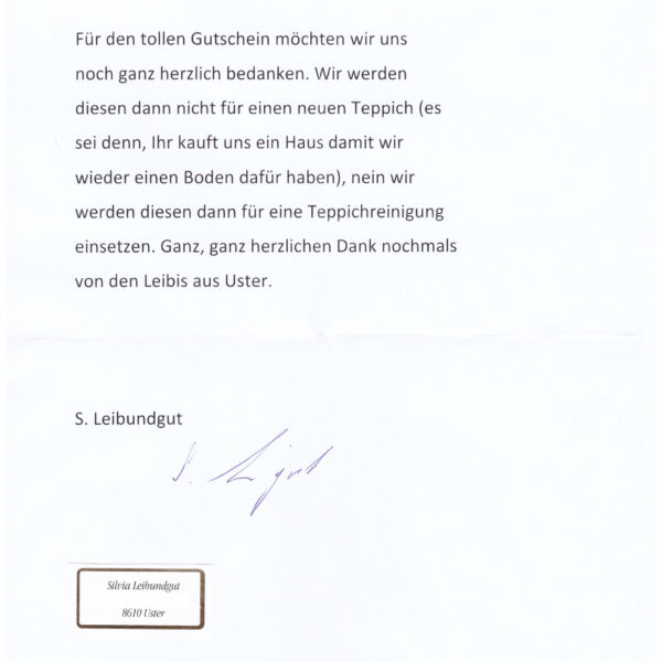 Brief Silvia Leibundgut
